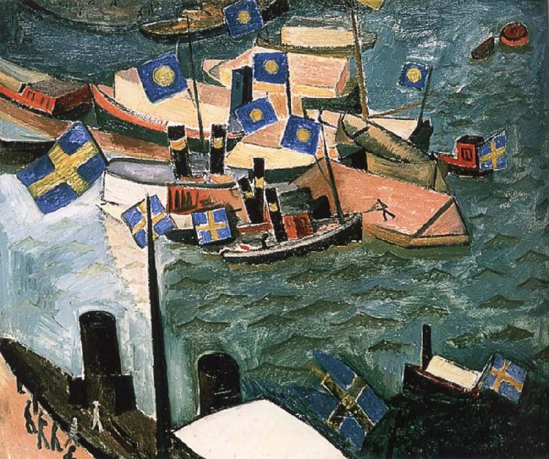 Isaac Grunewald The flag in Port oil painting image